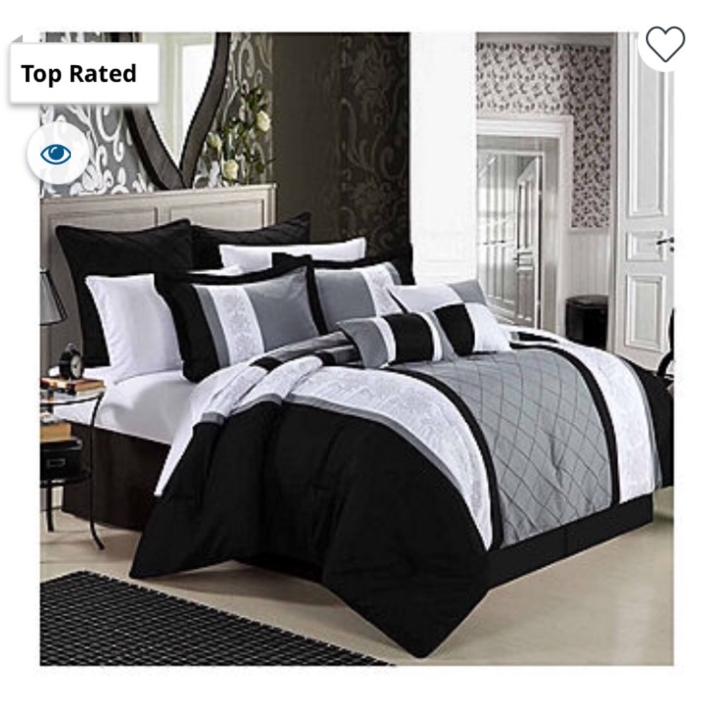 NEW Chic Home Livingston 8pc Comforter Set—Queen